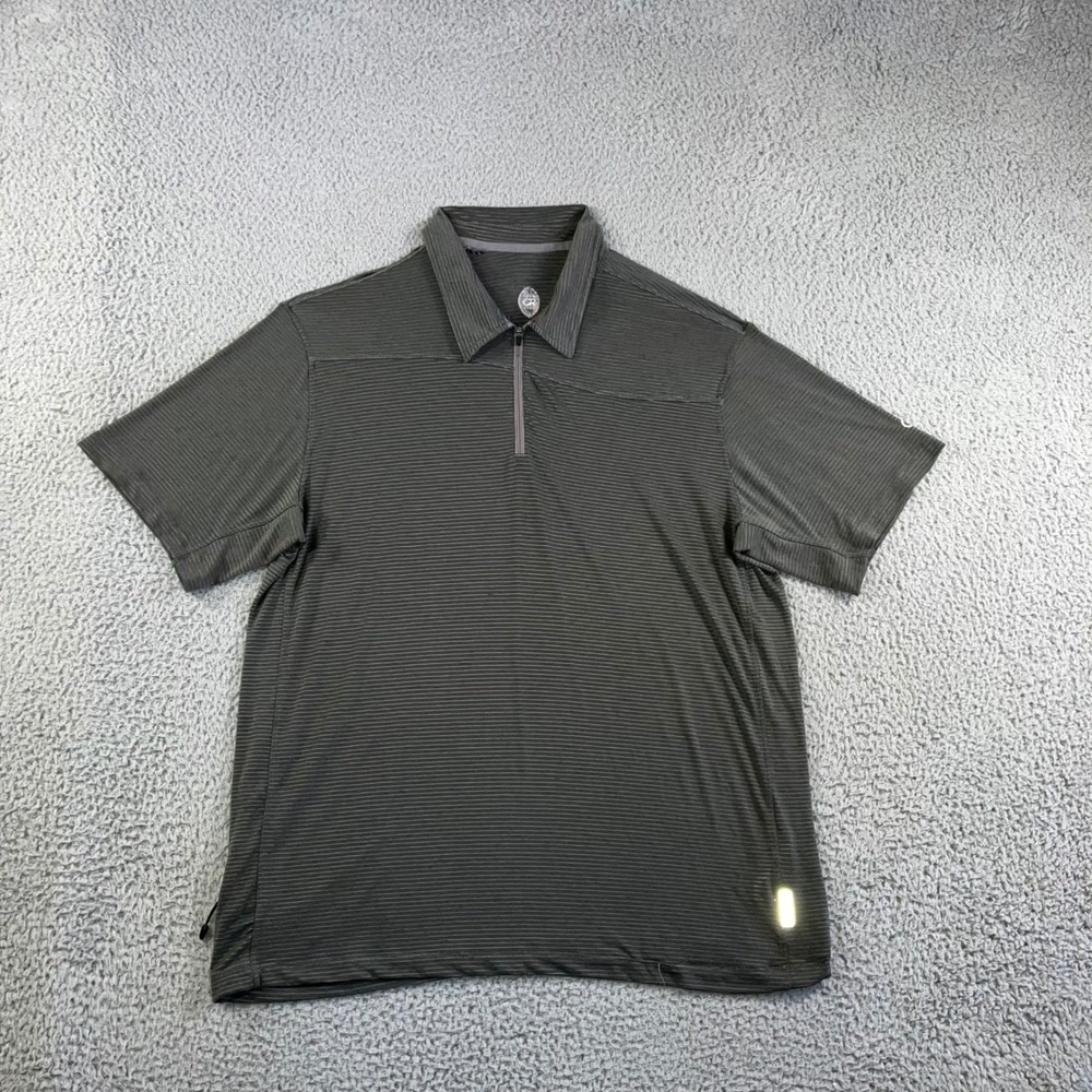 Club Room 1/4 Zip Cycling Jersey Men XL Gray Stripe Short Sleeve Performance Top